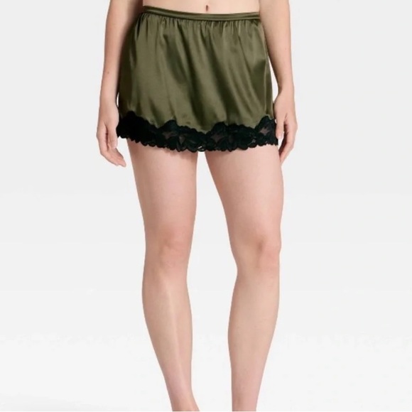 Auden Dresses & Skirts - Auden Women's Satin & Lace Lingerie Skirt olive green medium